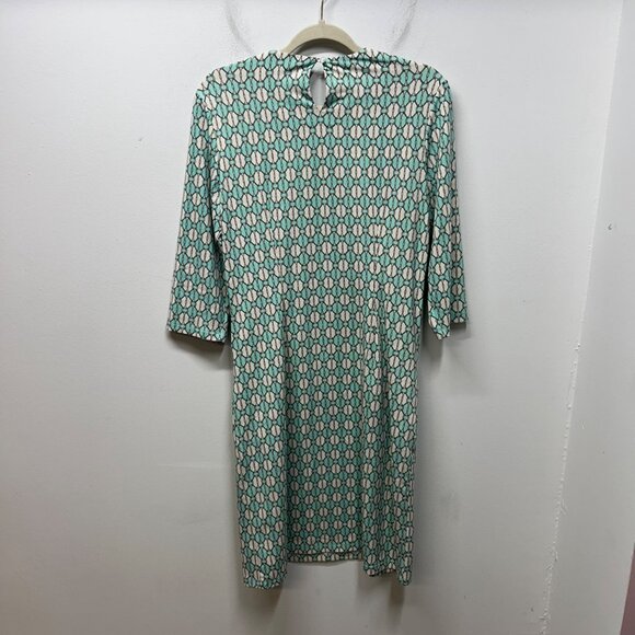J. McLaughlin Green & Beige Chain Print Dress With Pockets Nylon/Spandex L - Picture 6 of 9